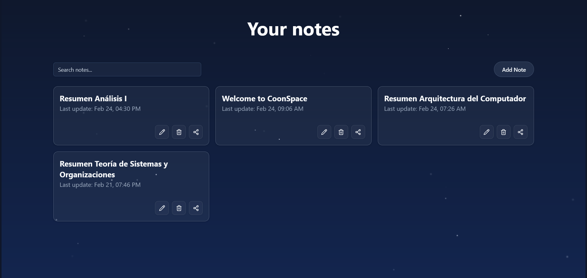 CoonSpace Dashboard